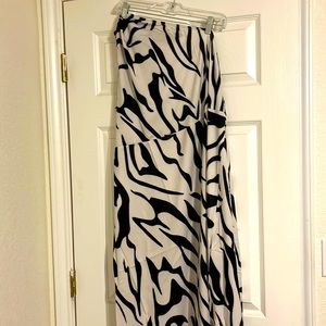 Zebra Print One Shoulder Front Slit Maxi Dress